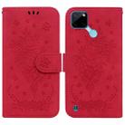 For OPPO Realme C21Y Butterfly Rose Embossed Leather Phone Case(Red) - 1