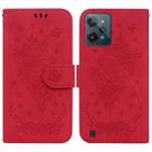 For OPPO Realme C31 Butterfly Rose Embossed Leather Phone Case(Red) - 1