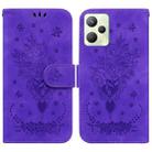 For OPPO Realme C35 Butterfly Rose Embossed Leather Phone Case(Purple) - 1