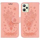 For OPPO Realme C35 Butterfly Rose Embossed Leather Phone Case(Pink) - 1