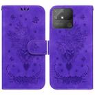 For OPPO Realme Narzo 50A Butterfly Rose Embossed Leather Phone Case(Purple) - 1