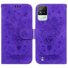 For OPPO Realme Narzo 50i Butterfly Rose Embossed Leather Phone Case(Purple) - 1