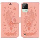 For OPPO Realme Narzo 50i Butterfly Rose Embossed Leather Phone Case(Pink) - 1