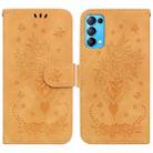 For OPPO Reno5 Pro 5G Butterfly Rose Embossed Leather Phone Case(Yellow) - 1