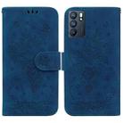 For OPPO Reno6 5G Butterfly Rose Embossed Leather Phone Case(Blue) - 1