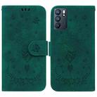 For OPPO Reno6 5G Butterfly Rose Embossed Leather Phone Case(Green) - 1