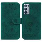 For OPPO Reno6 Pro+ 5G Butterfly Rose Embossed Leather Phone Case(Green) - 1