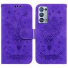 For OPPO Reno6 Pro+ 5G Butterfly Rose Embossed Leather Phone Case(Purple) - 1