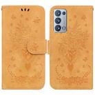 For OPPO Reno6 Pro+ 5G Butterfly Rose Embossed Leather Phone Case(Yellow) - 1