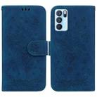 For OPPO Reno6 Pro 5G Butterfly Rose Embossed Leather Phone Case(Blue) - 1