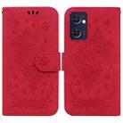 For OPPO Reno7 5G / Find X5 Lite Butterfly Rose Embossed Leather Phone Case(Red) - 1
