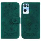 For OPPO Reno7 Pro 5G Butterfly Rose Embossed Leather Phone Case(Green) - 1