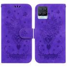 For OPPO Realme 8 / 8 Pro Butterfly Rose Embossed Leather Phone Case(Purple) - 1