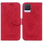 For OPPO Realme 8 / 8 Pro Butterfly Rose Embossed Leather Phone Case(Red) - 1