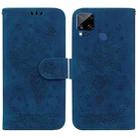 For OPPO Realme C15 / C12 / Narzo 20 Butterfly Rose Embossed Leather Phone Case(Blue) - 1