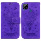 For OPPO Realme C15 / C12 / Narzo 20 Butterfly Rose Embossed Leather Phone Case(Purple) - 1