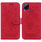 For OPPO Realme C15 / C12 / Narzo 20 Butterfly Rose Embossed Leather Phone Case(Red) - 1