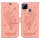 For OPPO Realme C15 / C12 / Narzo 20 Butterfly Rose Embossed Leather Phone Case(Pink) - 1