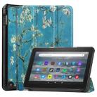 For Amazon Kindle Fire 7 2022 Custer Painted 3-Fold Holder Smart Leather Tablet Case(Apricot Blossom) - 1