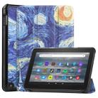 For Amazon Kindle Fire 7 2022 Custer Painted 3-Fold Holder Smart Leather Tablet Case(Starry Sky) - 1