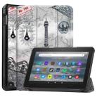 For Amazon Kindle Fire 7 2022 Custer Painted 3-Fold Holder Smart Leather Tablet Case(Retro Tower) - 1