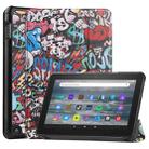 For Amazon Kindle Fire 7 2022 Custer Painted 3-Fold Holder Smart Leather Tablet Case(Graffiti) - 1