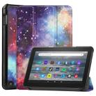For Amazon Kindle Fire 7 2022 Custer Painted 3-Fold Holder Smart Leather Tablet Case(Milky Way Nebula) - 1