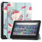 For Amazon Kindle Fire 7 2022 Custer Painted 3-Fold Holder Smart Leather Tablet Case(Unicorn) - 1