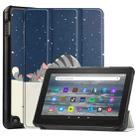 For Amazon Kindle Fire 7 2022 Custer Painted 3-Fold Holder Smart Leather Tablet Case(Lazy Cat) - 1