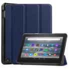 For Amazon Kindle Fire 7 2022 Custer Pure Color 3-Fold Holder Smart Leather Tablet Case(Blue) - 1