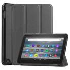 For Amazon Kindle Fire 7 2022 Custer Pure Color 3-Fold Holder Smart Leather Tablet Case(Grey) - 1