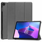 For Lenovo Tab M10 3rd Gen / TB328FU Custer Pure Color 3-Fold Holder Smart Leather Tablet Case(Grey) - 1