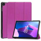 For Lenovo Tab M10 3rd Gen / TB328FU Custer Pure Color 3-Fold Holder Smart Leather Tablet Case(Purple) - 1