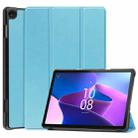 For Lenovo Tab M10 3rd Gen / TB328FU Custer Pure Color 3-Fold Holder Smart Leather Tablet Case(Sky Blue) - 1