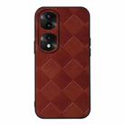 For Honor 70 Pro / 70 Pro+ Weave Plaid PU Phone Case(Brown) - 1