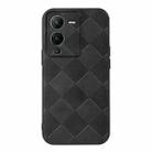 For vivo S15 Weave Plaid PU Phone Case(Black) - 1