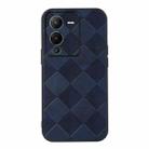 For vivo S15 Weave Plaid PU Phone Case(Blue) - 1