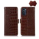 For Motorola Moto G52j 5G Crocodile Top Layer Cowhide Leather Phone Case(Brown) - 1