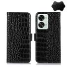 For OnePlus Nord 2T 5G Crocodile Top Layer Cowhide Leather Phone Case(Black) - 1
