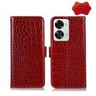 For OnePlus Nord 2T 5G Crocodile Top Layer Cowhide Leather Phone Case(Red) - 1