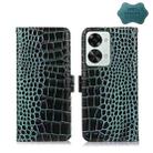 For OnePlus Nord 2T 5G Crocodile Top Layer Cowhide Leather Phone Case(Green) - 1