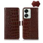 For OnePlus Nord 2T 5G Crocodile Top Layer Cowhide Leather Phone Case(Brown) - 1