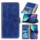 For iPhone 14 Retro Crazy Horse Texture Horizontal Flip Leather Phone Case  (Blue) - 1