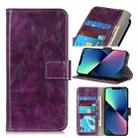 For iPhone 14 Retro Crazy Horse Texture Horizontal Flip Leather Phone Case   (Purple) - 1