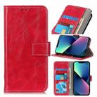 For iPhone 14 Retro Crazy Horse Texture Horizontal Flip Leather Phone Case  (Red) - 1