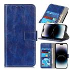 For iPhone 14 Pro Retro Crazy Horse Texture Horizontal Flip Leather Phone Case (Blue) - 1