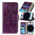 For iPhone 14 Pro Retro Crazy Horse Texture Horizontal Flip Leather Phone Case (Purple) - 1