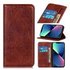 For iPhone 14 Magnetic Crazy Horse Texture Horizontal Flip Leather Phone Case (Brown) - 1