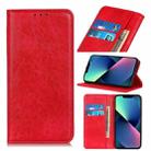 For iPhone 14 Magnetic Crazy Horse Texture Horizontal Flip Leather Phone Case  (Red) - 1