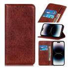 For iPhone 14 Pro Magnetic Crazy Horse Texture Horizontal Flip Leather Phone Case (Brown) - 1